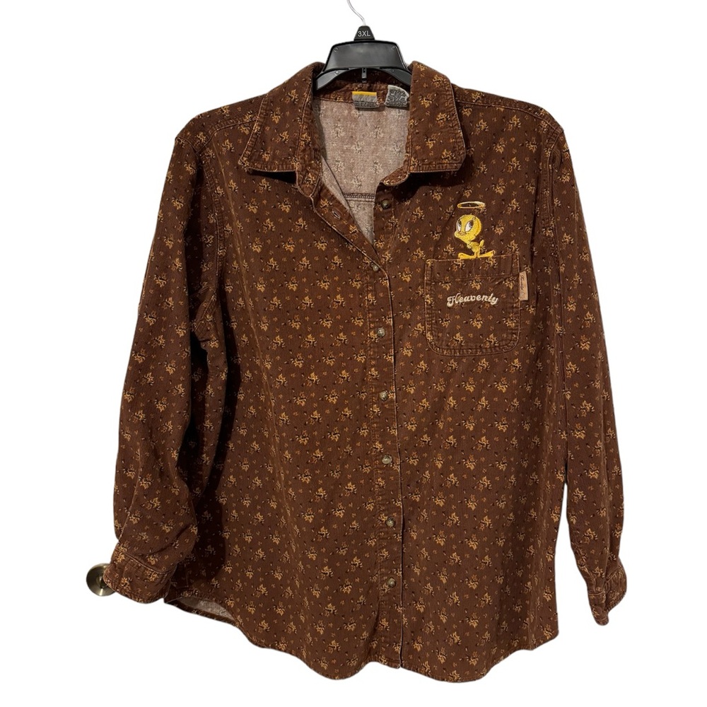 Vintage Looney Tunes Tweety Bird Corduroy Button Down Shirt/Jacket